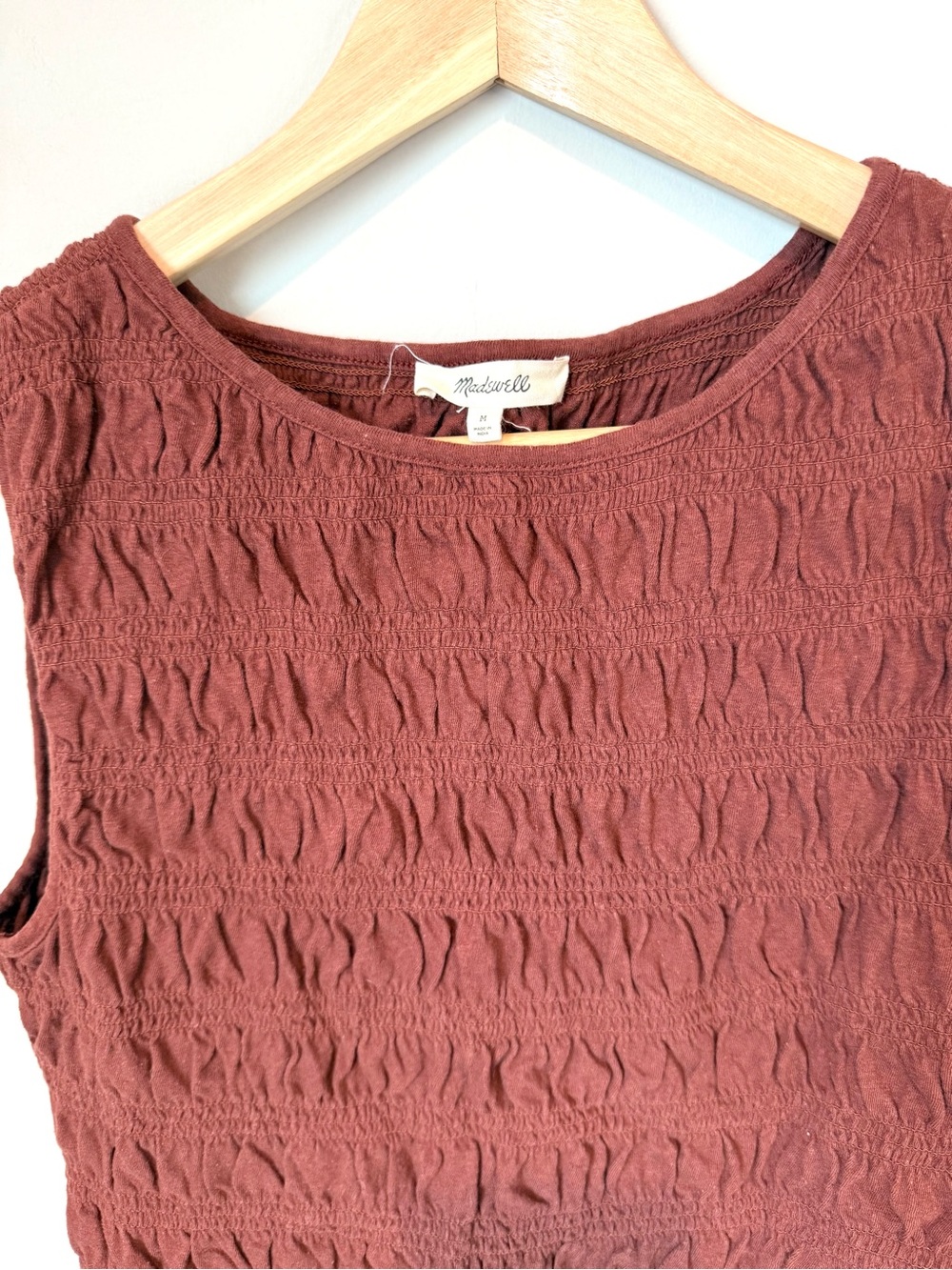 Madewell Sleeveless Textured Stretchy Cropped Tank Top - Rust - Picture 2 of 3